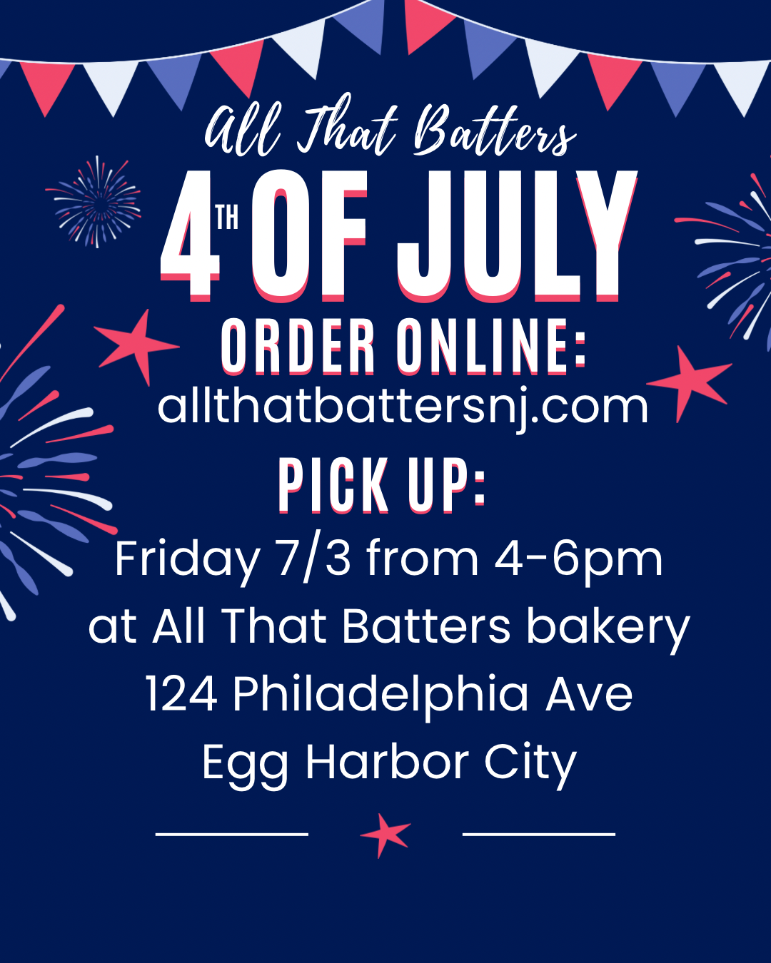 #1 Info PICK UP FRIDAY 7/3 from 4-6pm at the EHC bakery